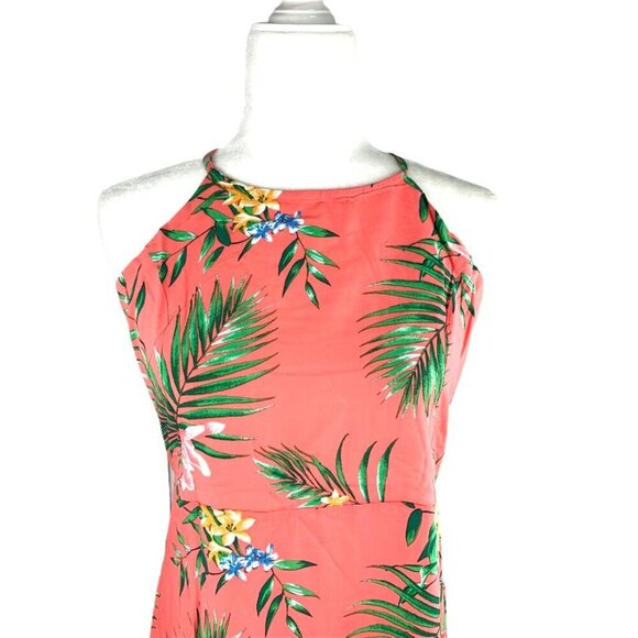 28 Palms Loose Fit Halter Neck Sleeveless Women's Maxi Dress Orange/Green Size S - Picture 4 of 8